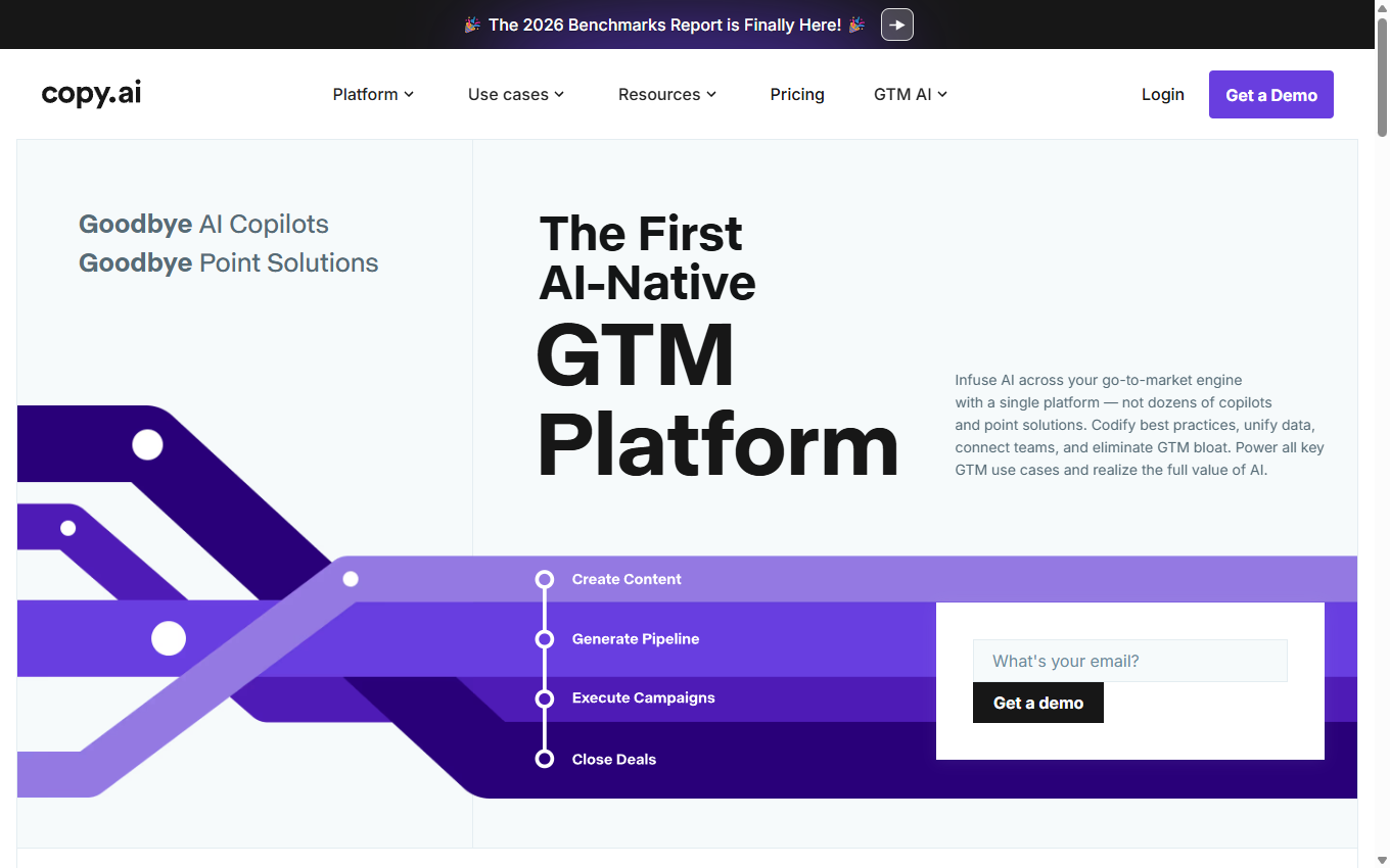 Screenshot of Copy.ai on its official website
