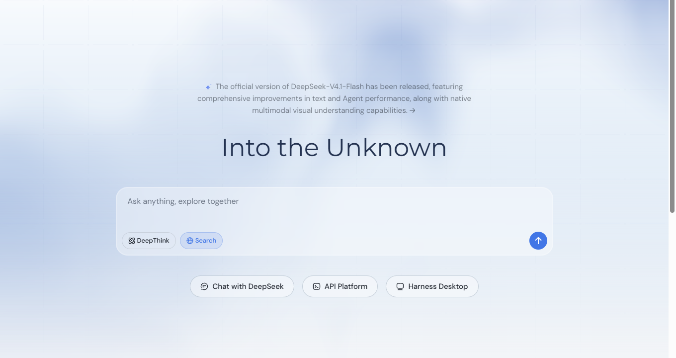 Screenshot of DeepSeek on its official website