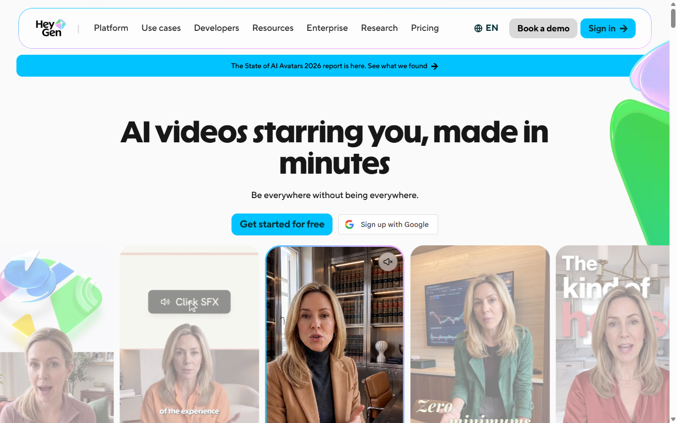 Screenshot of HeyGen on its official website
