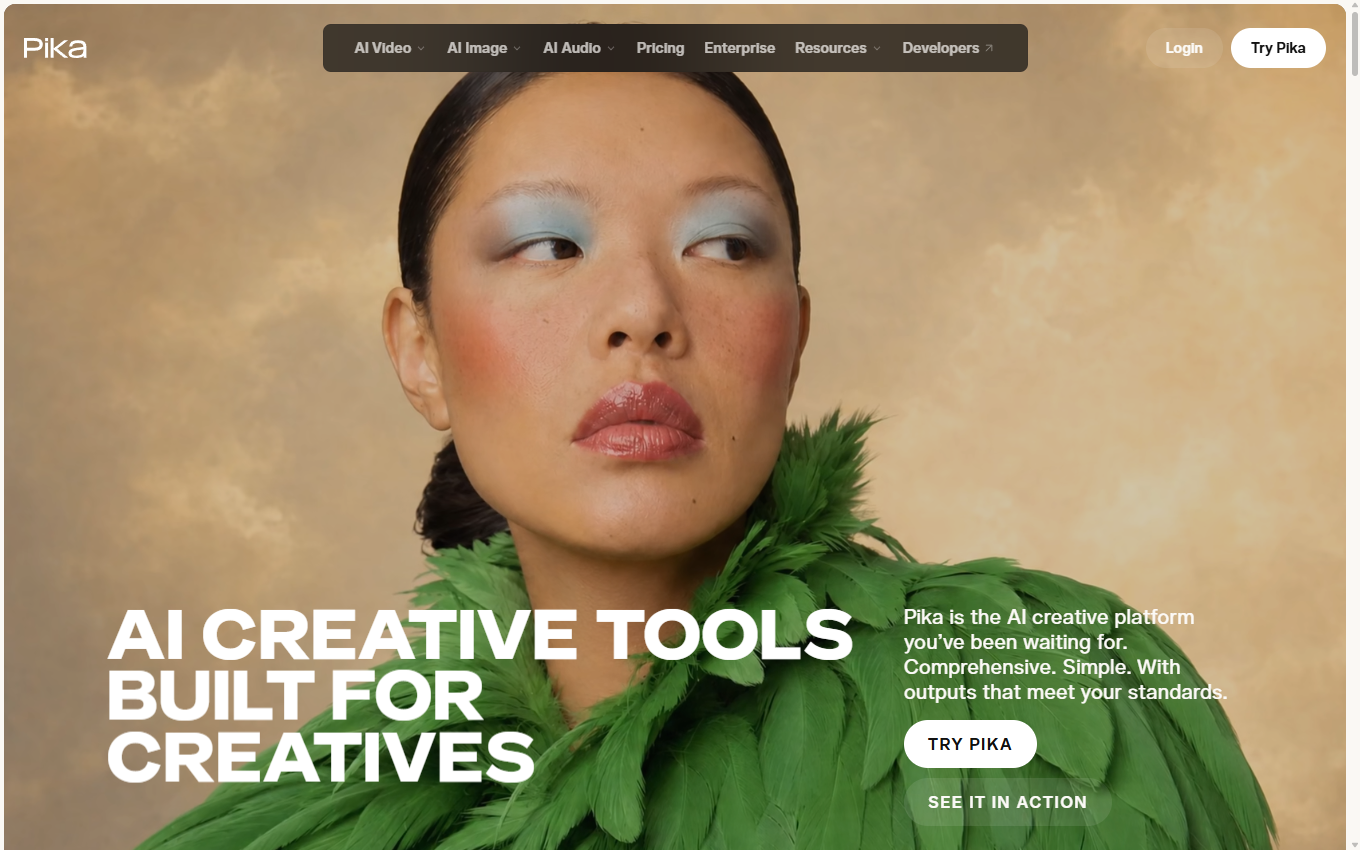 Screenshot of Pika on its official website