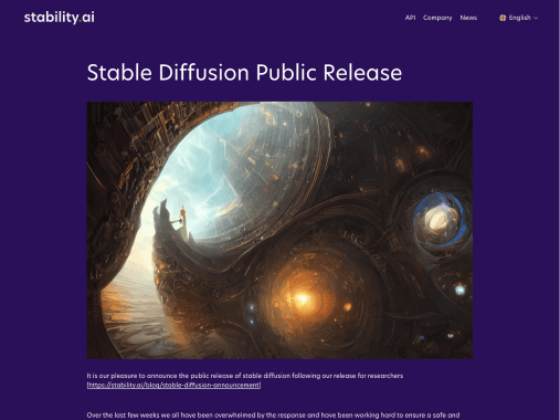 Stable Diffusion website preview