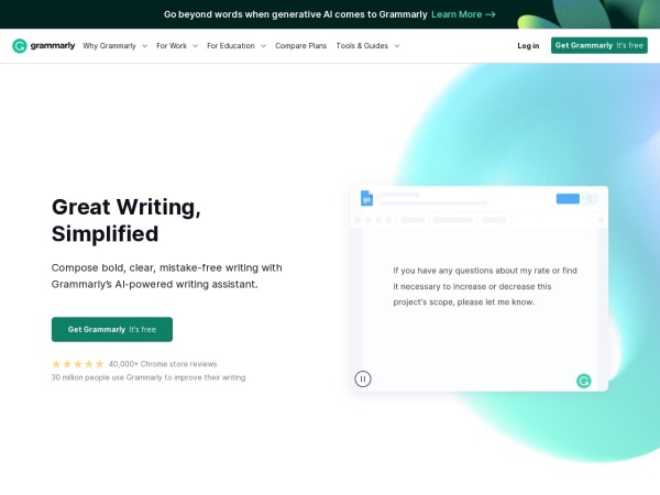 Grammarly website preview
