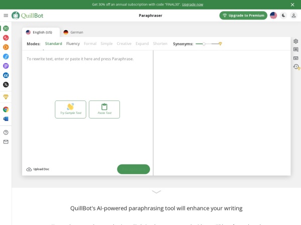 QuillBot website preview